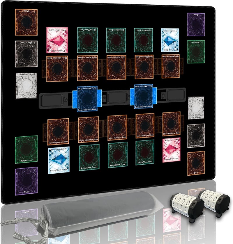 Extalas Stitched for Yugioh Playmat, 2-Player, Master Rule Duel Field Zones, Large Card Game Mat, Original Art Designs & Accessories (Basic3) - Image 1